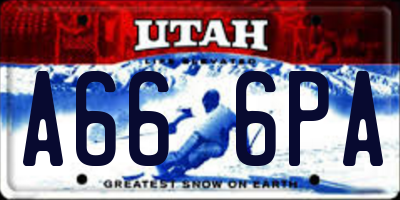 UT license plate A666PA