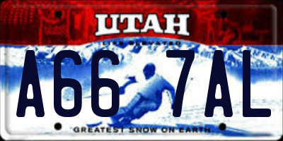 UT license plate A667AL