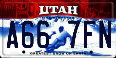 UT license plate A667FN