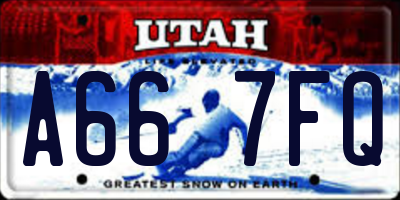 UT license plate A667FQ
