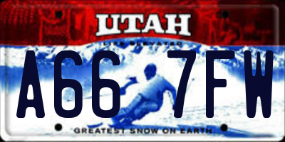UT license plate A667FW