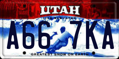 UT license plate A667KA