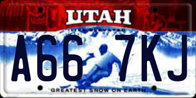 UT license plate A667KJ