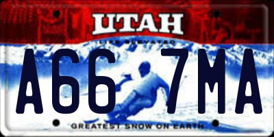 UT license plate A667MA