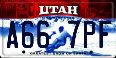 UT license plate A667PF