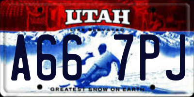 UT license plate A667PJ