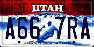 UT license plate A667RA