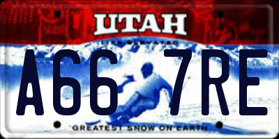 UT license plate A667RE