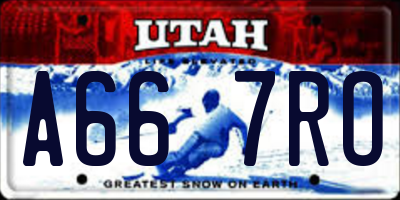 UT license plate A667RO