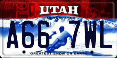 UT license plate A667WL