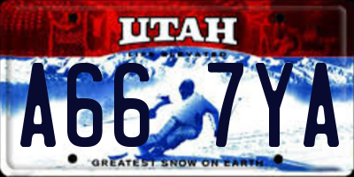 UT license plate A667YA