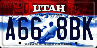 UT license plate A668BK