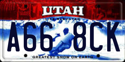 UT license plate A668CK