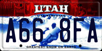 UT license plate A668FA