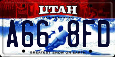 UT license plate A668FD