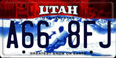UT license plate A668FJ