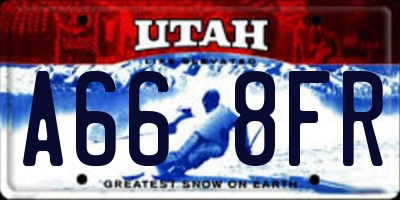 UT license plate A668FR