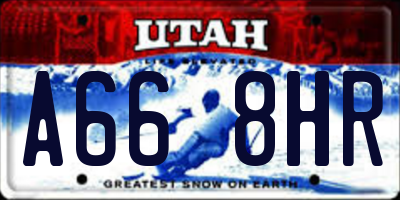 UT license plate A668HR