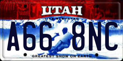 UT license plate A668NC