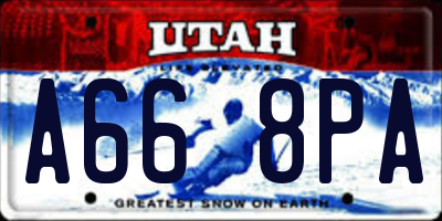 UT license plate A668PA