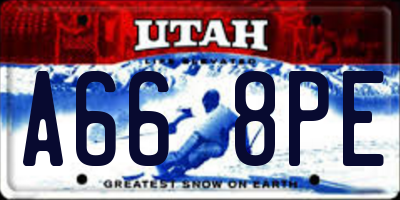 UT license plate A668PE