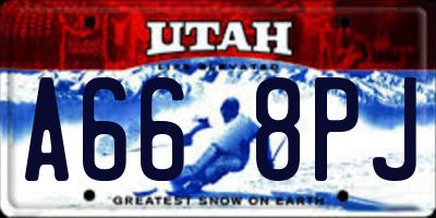 UT license plate A668PJ