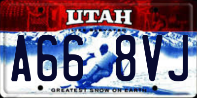 UT license plate A668VJ