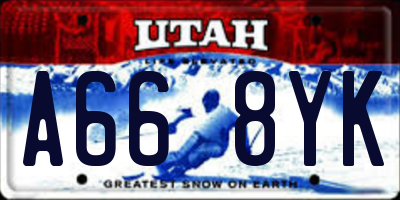 UT license plate A668YK