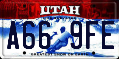 UT license plate A669FE