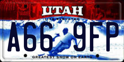 UT license plate A669FP