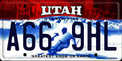 UT license plate A669HL