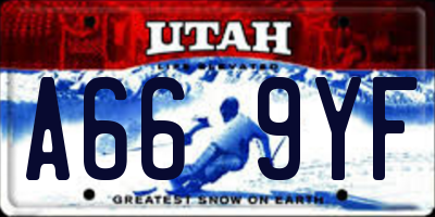 UT license plate A669YF