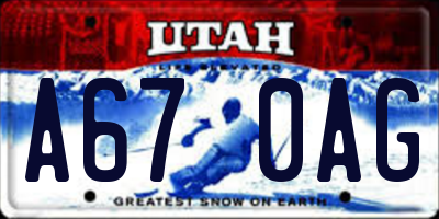 UT license plate A670AG