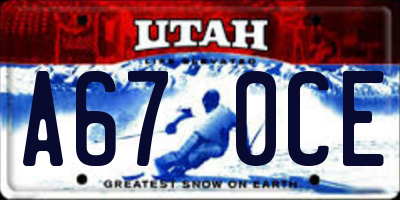 UT license plate A670CE