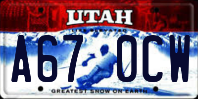 UT license plate A670CW