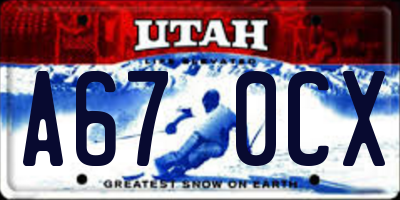 UT license plate A670CX