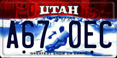 UT license plate A670EC