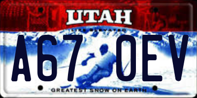 UT license plate A670EV
