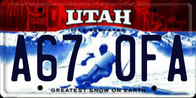 UT license plate A670FA