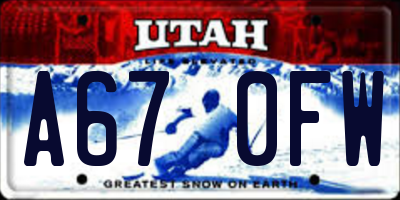 UT license plate A670FW