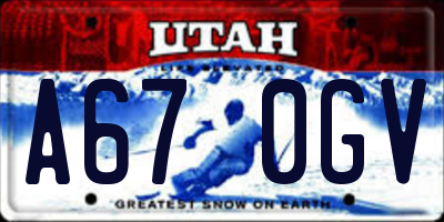 UT license plate A670GV