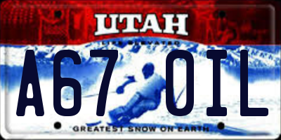 UT license plate A670IL