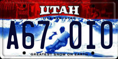 UT license plate A670IO