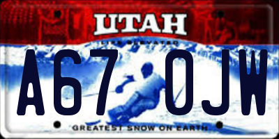 UT license plate A670JW