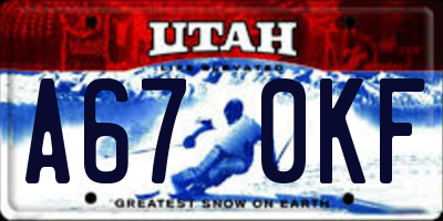 UT license plate A670KF