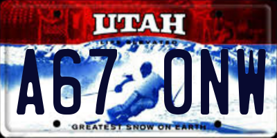 UT license plate A670NW