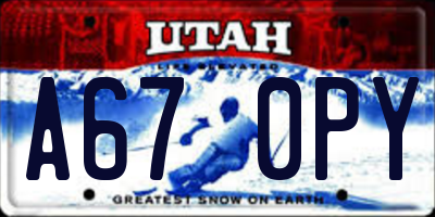 UT license plate A670PY
