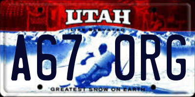 UT license plate A670RG