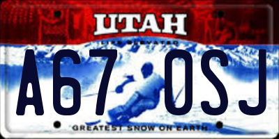 UT license plate A670SJ