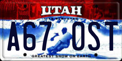 UT license plate A670ST